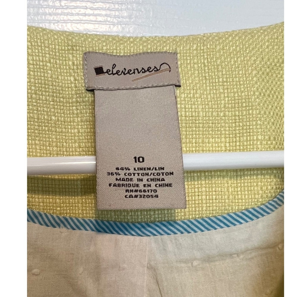 Anthro Elevenses Size 10 Cropped Blazer Vest Yellow Linen Peplum Twee Whimsy - Picture 4 of 10